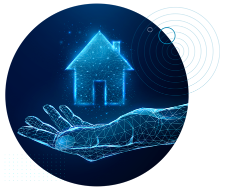 Digital hand holding a house on top